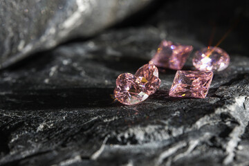 Natural Sapphire gemstone, Jewel or gems on black shine color, Collection of many different natural gemstones amethyst,