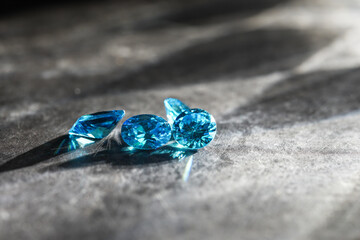 Natural Sapphire gemstone, Jewel or gems on black shine color, Collection of many different natural gemstones amethyst,