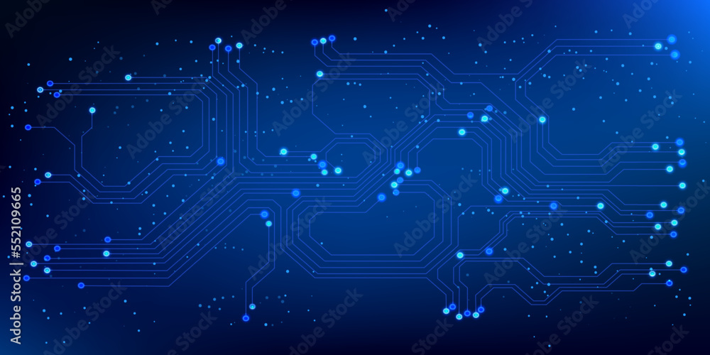 Poster Circuit board cyber space modern line connection technology concept. Digital data security vector design. Electronic and engineering illustration texture.