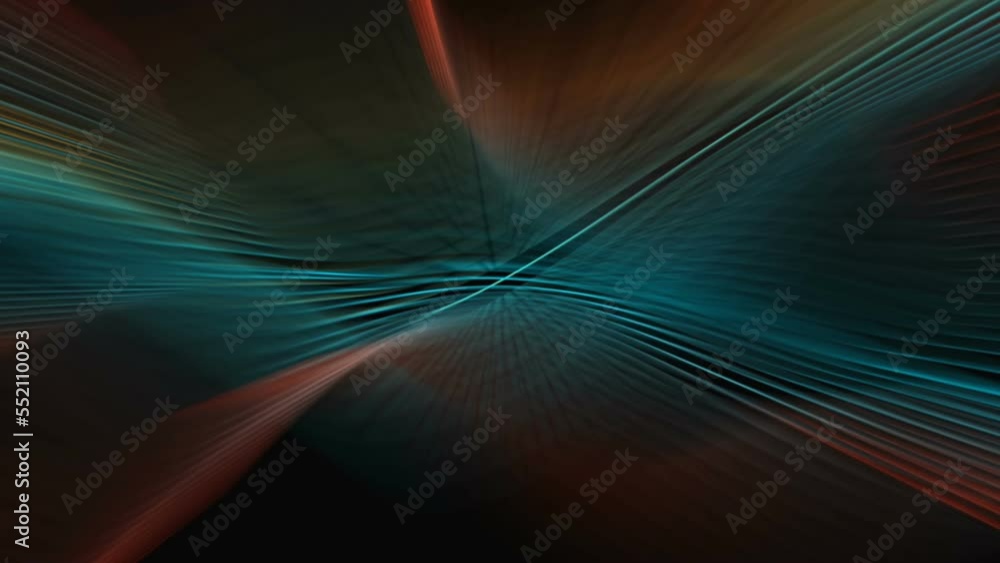 Wall mural abstract colorful blue and red wave pattern on black background. smooth animation