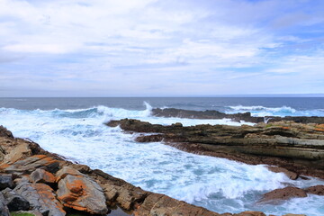 View were the Tsitsikamma Mountains meets the ocean, National Park, Garden Route, South Africa