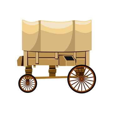 Medieval carriage without horses vector illustration. Drawing of vintage cart or wagon on white background. Antique, transportation, history concept