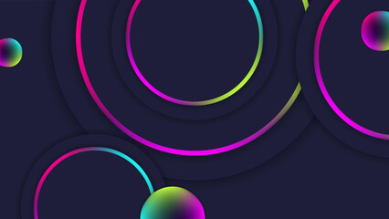 Modern abstract rainbow circle on black template background design