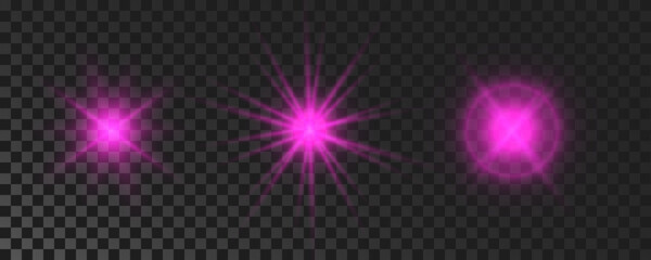 Set of purple glowing sparkling stars