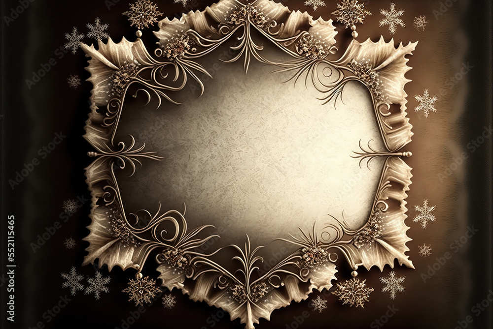 Poster holiday snowflake border background generative ai