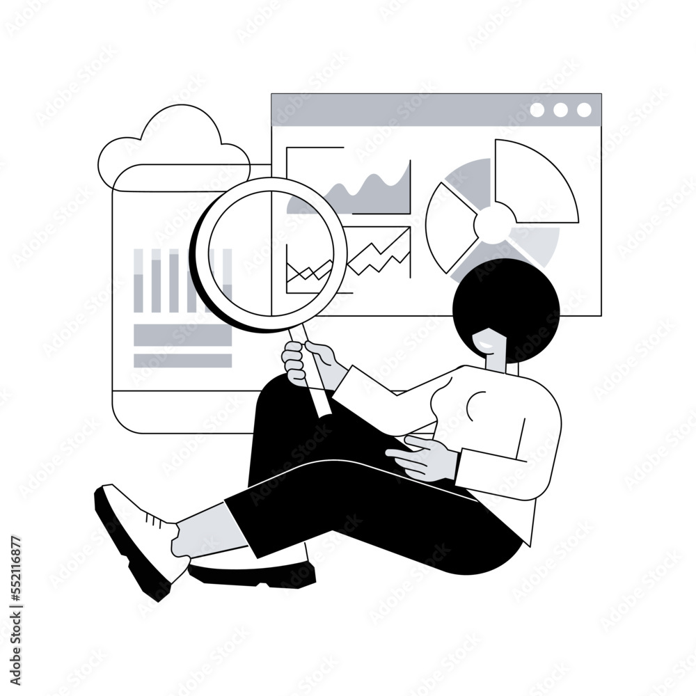 Poster data driven business model abstract concept vector illustration. data analytics, data-driven busines