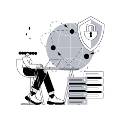 Proxy server abstract concept vector illustration. Computer networking, unblock proxy server, user and website connection, internet security settings, IP address data request abstract metaphor.