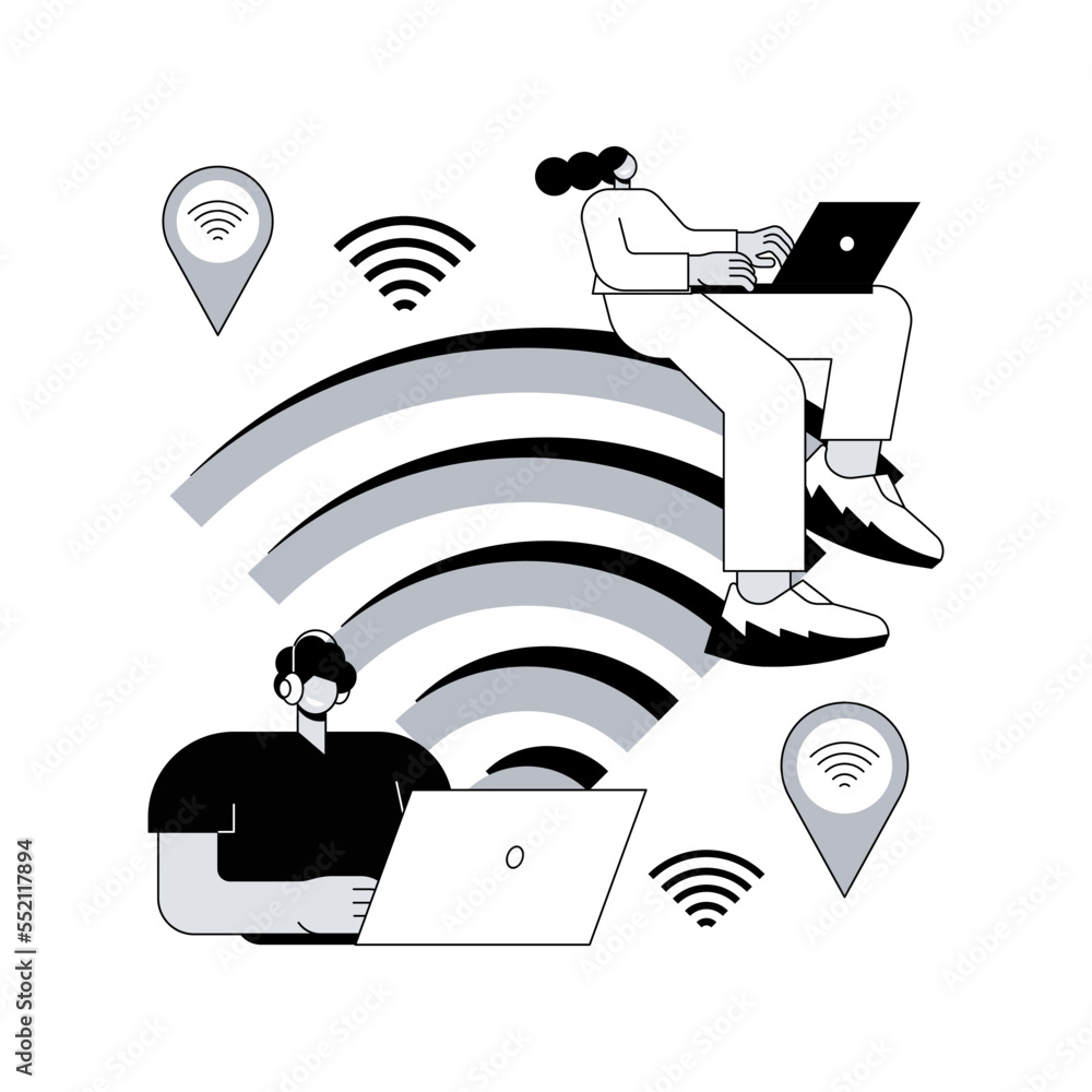 Aufkleber wi-fi connection abstract concept vector illustration. internet communication technology, free publi