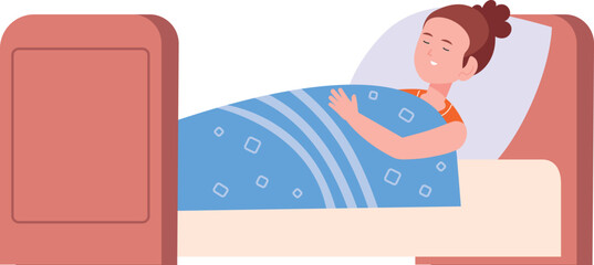 Girl sleeping in bed. Child night rest. Kid dream