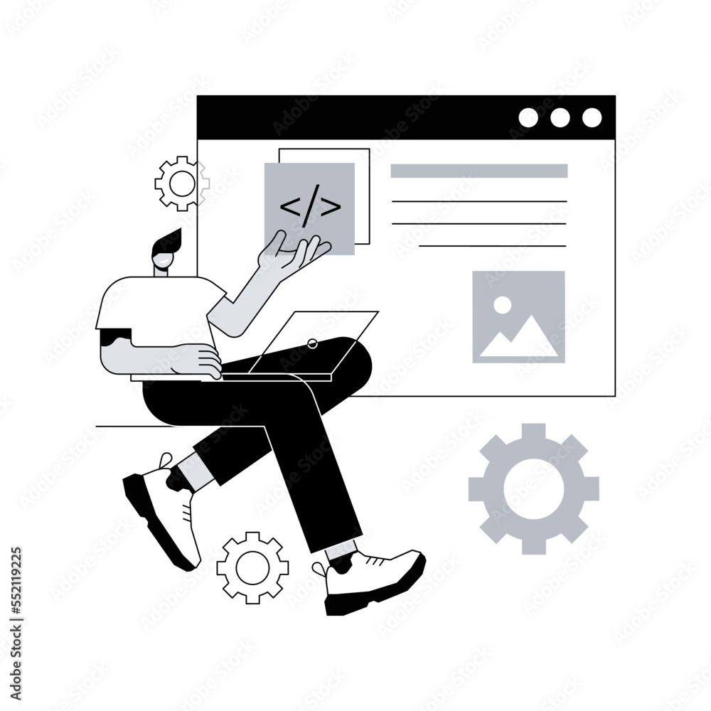 Poster single page application abstract concept vector illustration. spa web page, web development trend, a