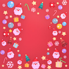 3d rendered Merry Christmas Santa Claus pattern background.