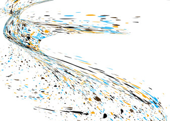 Multi-colored dust particles and debris, paint splashes, strokes are carried by the wind. Murmuration. Design template for the design of banners, posters. EPS 10