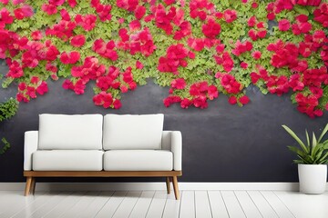 3282989777- Photo mock up,wall painting flower_ hipster living  read room interior design_ ### frame, border, ugly, fat, overwei 