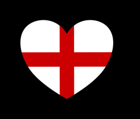 England flag in heart shape isolated  on  transparent  background