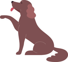 Cute dog with raised paw. Playful friendly puppy