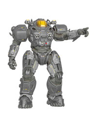 Fototapeta premium powered combat suit is standing up and showing the way