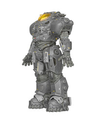 powered combat suit in a pose front side view