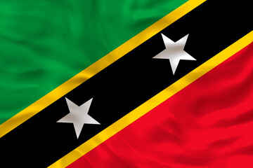 National flag of Saint Kitts and Nevis. Background  with flag of Saint Kitts and Nevis