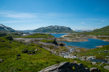 Fototapeta premium landscape with lake and mountains
