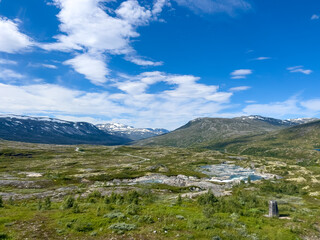 Fototapeta na wymiar Norwegian landscape with mountains and sky