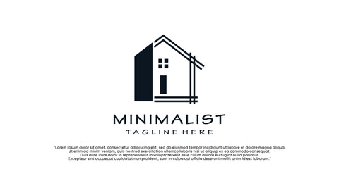 Creative logo design  minimalist home with concept unique  Premium Vector