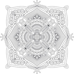 Coloring hand drawn mandala. Coloring book page.