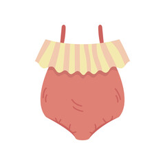 Pants with frill for children isolated on white background. Clothes for newborn boy and girl cartoon illustration. Babys apparel concept