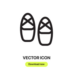 Dance shoes icon vector. Linear style sign for mobile concept and web design. Ballet shoes symbol illustration. Pixel vector graphics - Vector.