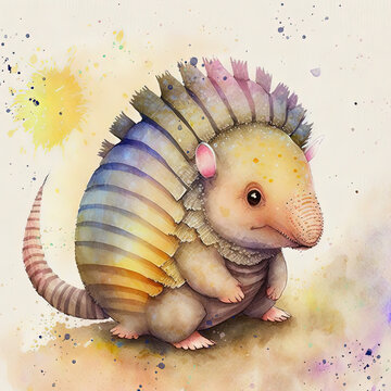 Armadillo, Illustrated Water Color