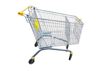 Supermarket shopping cart isolated on a transparent background.