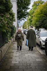 Old Couple Walking together in Munich Germany Europe