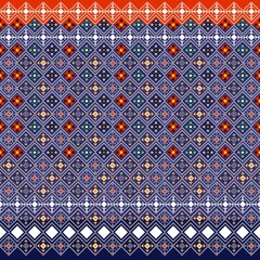 Floral Cross Stitch Embroidery on background.geometric ethnic oriental pattern traditional.Aztec style abstract, design for texture,fabric,clothing,wrapping,decoration,scarf, Seamless damask, American