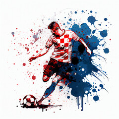 Croatian soccer poster. Abstract Croatia football background. Croatian national football player. Croatia soccer team - obrazy, fototapety, plakaty