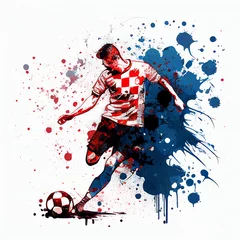 Fotobehang Croatian soccer poster. Abstract Croatia football background. Croatian national football player. Croatia soccer team © Aquir