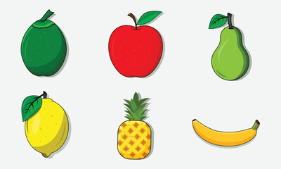 vector summer fruits vintage vector  illustration collection.
