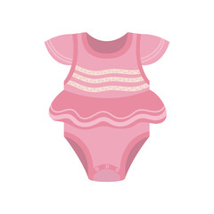 Pink onesie for baby girl isolated on white background. Clothes for newborn child cartoon illustration. Babys apparel concept