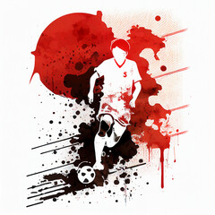 Japan soccer poster. Abstract Japanese football background. Japan national football player. Japanese soccer team