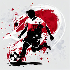 Japan soccer poster. Abstract Japanese football background. Japan national football player. Japanese soccer team