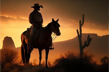 Fototapeta na wymiar Cowboy on Horse