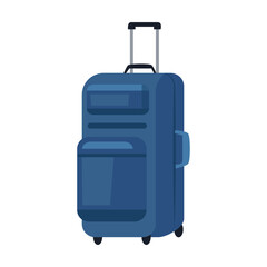 Suitcase luggage vector illustration. Travel bag with wheels for baggage, briefcase isolated on white background