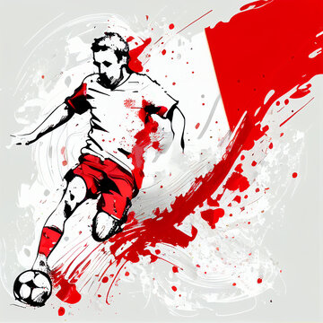 Poland soccer poster. Abstract Polish football background. Denmark national football player. Danish soccer team