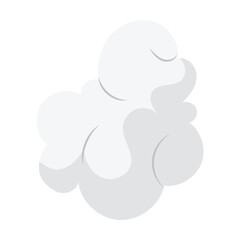 White shapeless cloud shape flat vector illustration. Cloudy sky element, heaven symbol isolated on white background