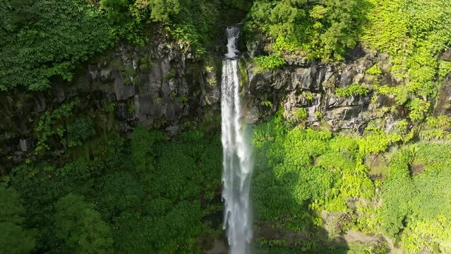 Cascata do Grena, a waterfall located in Grena park on San Miguel, Portugal