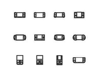 Handheld Game Console Icon Set In Glyph Style