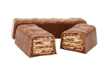 Chocolate wafer bar isolated on white background. Bar. waffles