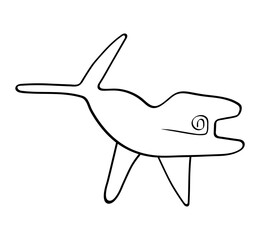 Geoglyph of the killer whale from Nazca on transparent background