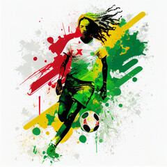 Fototapeta na wymiar Senegal soccer poster. Abstract Senegalese football background. Senegal national football player. Senegalese woman soccer team