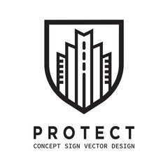 Guard shield business concept logo. Protection security icon sign. Savety protect symbol. Building construction sign. Security icon. Corporate identity. Vector illustration.