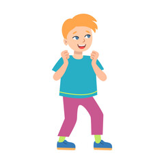 Teen cartoon boy vector illustration. Little kid smiling and laughing, characters showing different emotions isolated on white