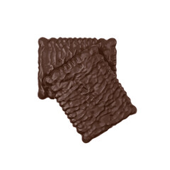Biscuit Coated in Dark Chocolate Isolated, Square Cookies, Recta